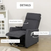HOMCOM Power Lift Chair, Fabric Electric Recliner Sofa Chair for Elderly with Heavy Duty Motor, Remote Control, Side Pocket, Grey(m-4)