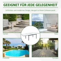 Outsunny Gartentisch Esstisch Balkontisch mit gehärteter Glasplatte Outdoor Aluminium Ausziehbarer Tisch Hinterhof Gartenmöbel Rechteck Bistrotisch Grau Weiß(m-6)