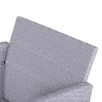 Outsunny 5 Pieces PE Rattan Garden Furniture Set with 10cm Thick Padded Cushions, Wicker Weave Outdoor Seating Chairs with 2 Armchairs, 2 Stools, Glass Top Table, Grey and White(m-8)