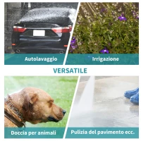 Outsunny Avvolgitubo Automatico a Parete Girevole a 180°, Tubo Acqua da 15+1.4m e Pistola Multifunzione, Grigio(m-7)