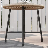 Outsunny 3-teiliges Gartenmöbel-Set, 2 Kunststoffrattan-Stühle, 1 Tisch mit Glasplatte, Stahlrahmen, Outdoor-Sitzmöbel, Hellbraun(m-9)