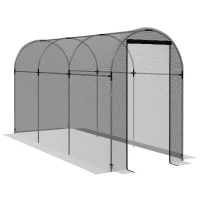 Outsunny 360 x 120cm Galvanised Steel Fruit Cage, Plant Protection Tent with Zipped Door, Black(m-1)
