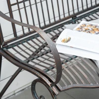 Outsunny Gartenbank 2-Sitzer Parkbank aus Metall Sitzbank bis 200 kg Bank Terrassenbank mit Rücken- & Armlehnen Gartenmöbel Metall antik Silber 110 x 60 x 97 cm(m-8)