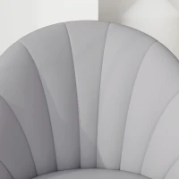 HOMCOM Set 2 Sedie da Pranzo in Pelle PU con Gambe in Metallo e Schienale a Conchiglia, Grigio Chiaro(m-8)