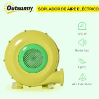Outsunny Soplador Eléctrico de 450W para Castillo Hinchable Ventilador de Aire Industrial para Juguetes Inflables 35x26x33,5cm Amarillo y Verde(m-4)