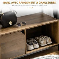 HOMCOM Meuble d'entrée style industriel 5 patères 1 placard  armature métallique rigide 84 x 40 x 169 cm marron(m-6)