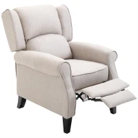 HOMCOM Sillón Relax Reclinable Manual Sillón Relax Tapizado en Lino Sintético con Reposapiés Retráctil Carga 150 kg Sillón Reclinable para Dormitorio Oficina Gris Claro(m-11)