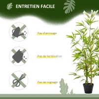 Outsunny Bambous artificiels 1,20H m réalistes par Bambou avec Vrais Troncs - Pot Inclus Noir Vert(m-6)