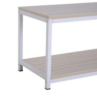 HOMCOM Table basse rectangulaire style industriel avec étagère 100L x 40l x 45H cm MDF E1 beige blanc(m-8)