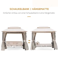 Outsunny Hollywoodschaukel Gartenschaukel Schaukel mit Seitenwänden 3-Sitzer Beige 256 x 172 x 248 cm(m-4)