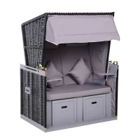 Outsunny Strandkorb für 2 Personen mit neigbarer Rücklehne Grau 118 x 79 x 150cm(m-1)