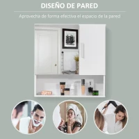 kleankin Armario de Baño con Espejo Mueble Colgante de Aseo con 2 Puertas y 2 Estantes Ajustables Interiores 54x15,2x55,3 cm Blanco(m-4)