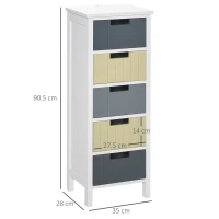 HOMCOM Storage Tower, Dresser Chest of Drawers, Wood Top, Organizer Unit for Closets Bedroom Nursery Room Hallway(m-3)