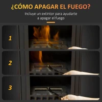 HOMCOM Estufa de Bioetanol 7000 BTU con Tanque de 1,2 L Tiempo de Combustión 3H para Interiores 20-25 m² 41x25x54 cm Negro(m-5)
