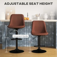 HOMCOM Set of Two Faux Leather Bar Stools - Brown(m-5)