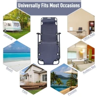 Outsunny 2 in 1 Folding Sun Lounger Reclining Garden Chair with 2-Level Adjustable Backrest, Outdoor Zero Gravity Recliner Garden Chair with Head Pillow and Armrests, Grey(m-7)