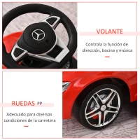HOMCOM Correpasillo para Niños Mayores de 1 Año Cochecito Automóvil Diseño 3 en 1 Empujador Andador Función de Bocina con Capota Reposapiés Portavasos 84x40x83 cm Rojo(m-6)