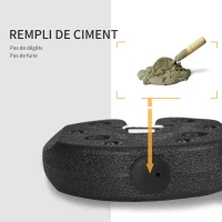 Outsunny Lot de 4 poids de lestage circulaire pour tonnelle barnum tente avec broches de renforcement et corde de transport HDPE(m-7)
