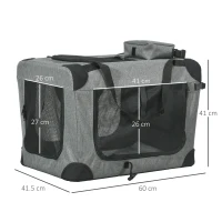 PawHut Oxford Fabric Folding Pet Carrier Bag Grey(m-3)