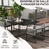 Outsunny Salon de jardin ensemble table et chaises avec 1 table à manger et 4 chaises dossier pliable plateau en verre trempé(m-6)