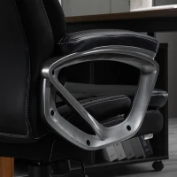 Vinsetto Bürostuhl Computerstuhl mit Wippenfunktion Kopfstütze ergonomischer Schreibtischstuhl drehbar höhenverstellbar Kunstleder Schwarz 68 x 76 x 117-125 cm(m-9)