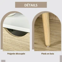 HOMCOM Lot de 2 Tables de Nuit tiroir Niche Design Moderne Panneau de Particules Classe E1 Pieds en Bois Massif 50 x 39 x 51 cm(m-5)