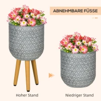 Outsunny 2er-Set Pflanzenständer, wetterbeständig, abnehmbare Beine, 31 cm x 31 cm x 55 cm, Grau(m-6)
