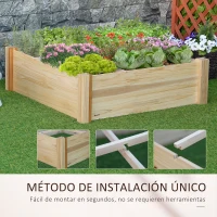 Outsunny Huerto Urbano de Madera Cuadrada 90x90x28 cm con 9 Compartimentos Extraíbles Arriate de Jardín para Cultivos Plantas Flores Natural(m-6)