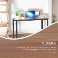 HOMCOM Table Bureau Informatique Table de Salle à Manger Grand Plateau 120L x 60l x 74H cm Panneaux Particules Noyer métal Noir(m-6)