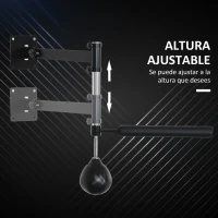 HOMCOM Bola de Velocidad de Boxeo Montado en Pared Altura Ajustable con Barra Giratoria e Inflador Punching Ball para Adultos y Adolescentes 79x72x20 cm Negro y Rojo(m-5)