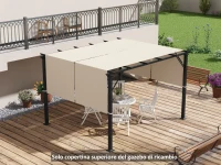 Outsunny Copertura per Gazebo Pergola 3x3 m in Poliestere con Tasche e Cinghie, 488x122 cm, color Kaki(m-2)