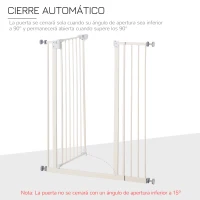 PawHut Barrera de Seguridad para Puertas y Escaleras Barrera para Perros Mascotas con Cierre Automático Extensión 17,5 cm Metal 74-97,5x104,1 cm Blanco(m-6)