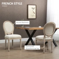 HOMCOM Set of Two French-Inspired Wooden Dining Chairs - Cream(m-4)