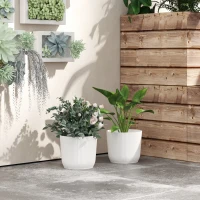Outsunny Set of Two Ф22cm Planters - White(m-7)