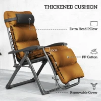 Outsunny Set of Two Reclining Sun Loungers, with Cushion - Brown(m-6)