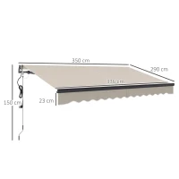 Outsunny 3.5 x 3m Electric/Manual Awning, with Remote - Beige(m-3)