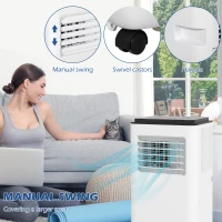HOMCOM Aire Acondicionado Portátil 10000 BTU 2900W Enfriador Ventilador Deshumidificador 5 en 1 33x28x70,4 cm Blanco(m-8)