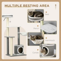 PawHut Cat Tree for Indoor Cats, Cat Tower with Scratching Posts, Multi-level Kitten Climbing Tower, 132cm(m-4)