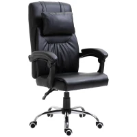 HOMCOM Fauteuil de bureau chaise pour ordinateur ergonomique appuie-tête de massage vibrant pivotant 360° réglable roulettes 64 x 63 x 113-121 cm noir(m-1)