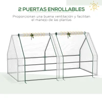 Outsunny Mini Invernadero de Jardín Terraza 180x90x90cm Tipo Caseta Tubo de Acero con 2 Ventanas Enrollables Vivero Casero Blanco(m-7)