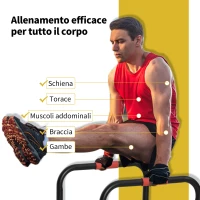 HOMCOM Parallele Fitness per il Potenziamento e la Tonificazione Muscolare Altezza 73cm, in Tubi d'Acciaio Nero(m-5)