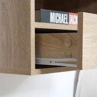 HOMCOM Lot de 2 Tables de Chevet murales - Lot de 2 Tables de Nuit - tiroir Coulissant, Niche, Plateau - Panneaux Particules Aspect chêne Clair(m-9)