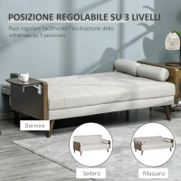 HOMCOM Divano Letto Singolo con Mensole Laterali, Seduta 3 Posti e Schienale 3 Reclinazioni, 200x88x89cm(m-5)