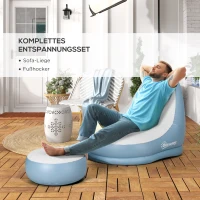 Outsunny Aufblasbarer Sessel Luftsessel Outdoor-Sessel, 125 x 100 x 87cm, Weiß + Blau(m-4)