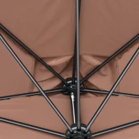 Outsunny Demi parasol - parasol de balcon 5 entretoises métal 2,3 x 1,3 x 2,49 m polyester haute densité chocolat(m-9)