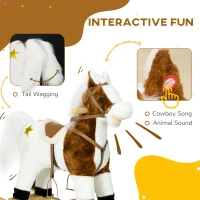 HOMCOM Rocking Horse, Ride-On Horse, with Music, Sounds, Saddle, for Ages 3-6 Years - Brown(m-4)