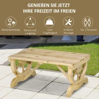 Outsunny Gartenbank Holz Wetterfest Sitzbank Gartenmöbel Rustikale Bank Natur 98 x 50 x 39,5 cm(m-6)