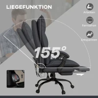 Vinsetto Bürostuhl mit Massagefunktion & Heizfunktion, Fußstütze, bis 120 kg, Dunkelgrau(m-7)