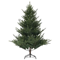 HOMCOM Künstliche norwegische Fichte, Weihnachtsbaum mit 1046 Spitzen, Metallsockel, Grün(m-1)