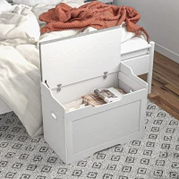 HOMCOM 103 Liter Aufbewahrungstruhe, Stauraum-Sitzbank mit Sicherheitsscharnier, Sitzkissen, für verschiedene Zimmer, Weiß(m-8)